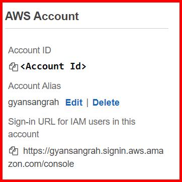 Picture showing the account alias changed in AWS console